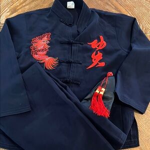 Chinese dragon embroidered shirt set
